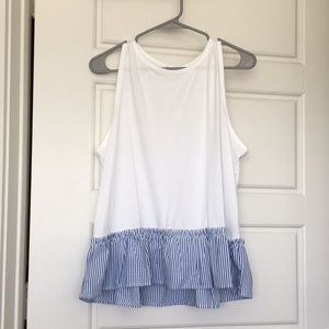 J. Crew white and blue peplum top